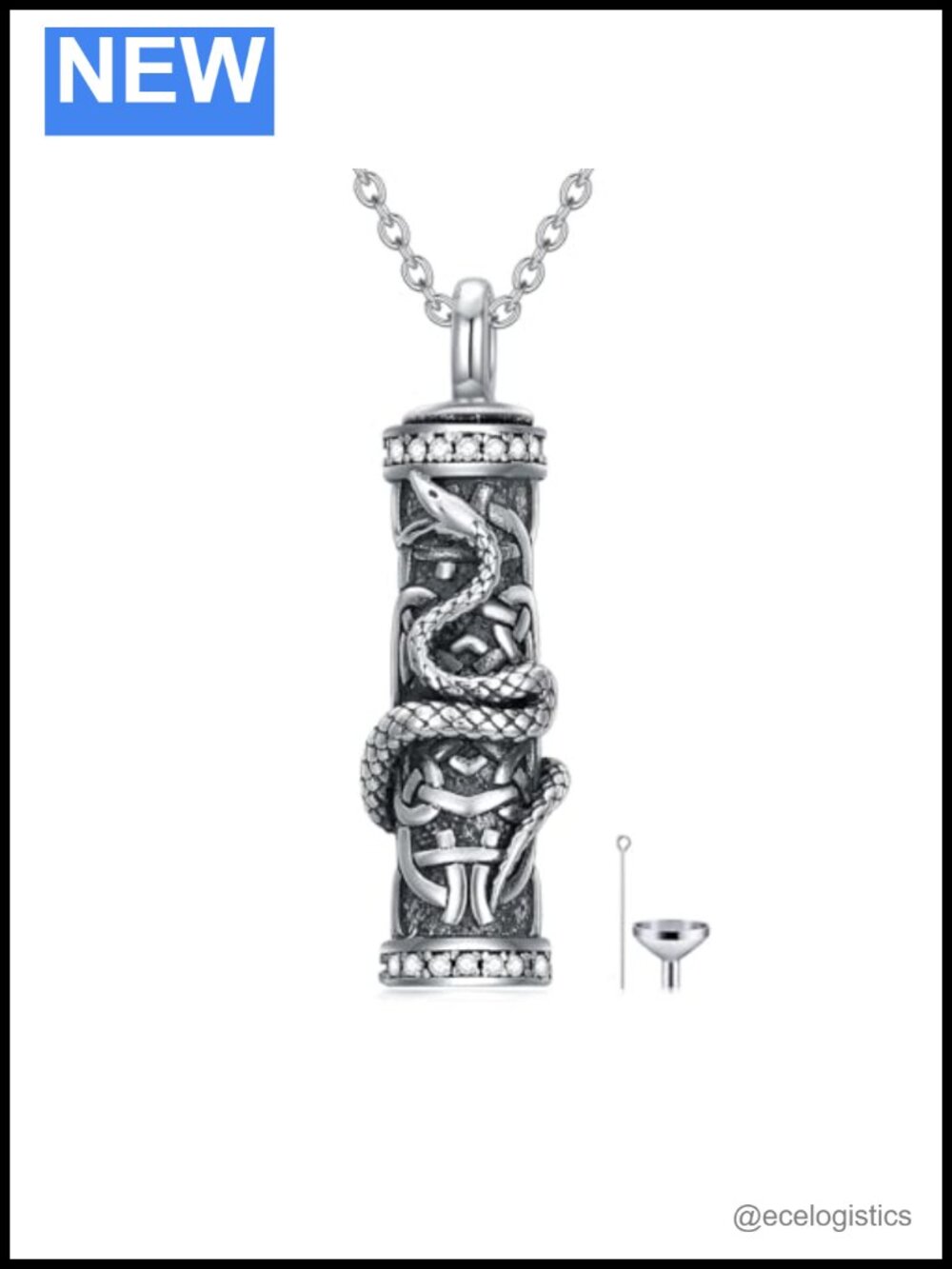 Sterling Silver Snake Urn Necklace for Ashes Celtic Cremation Jewelry Memorial